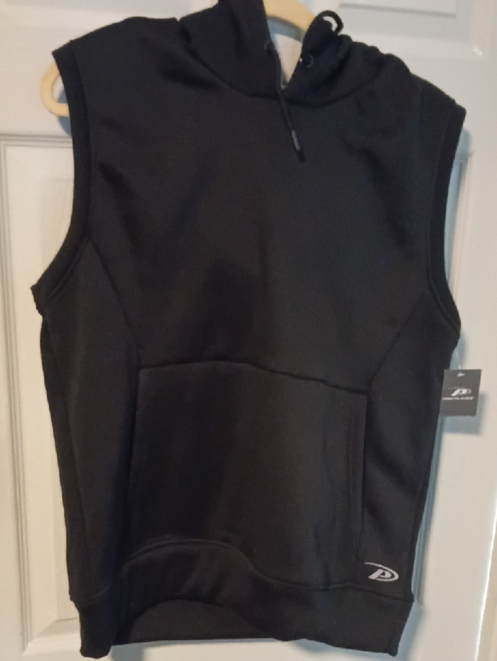 Pro Player Black Sleeveless Hoodie Vest with Kangaroo Pocket